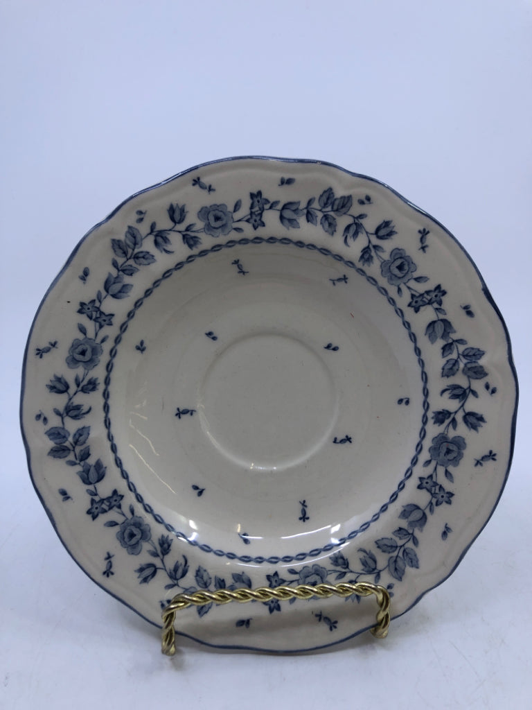 8 WHITE & BLUE FLORAL CAKE PLATES.