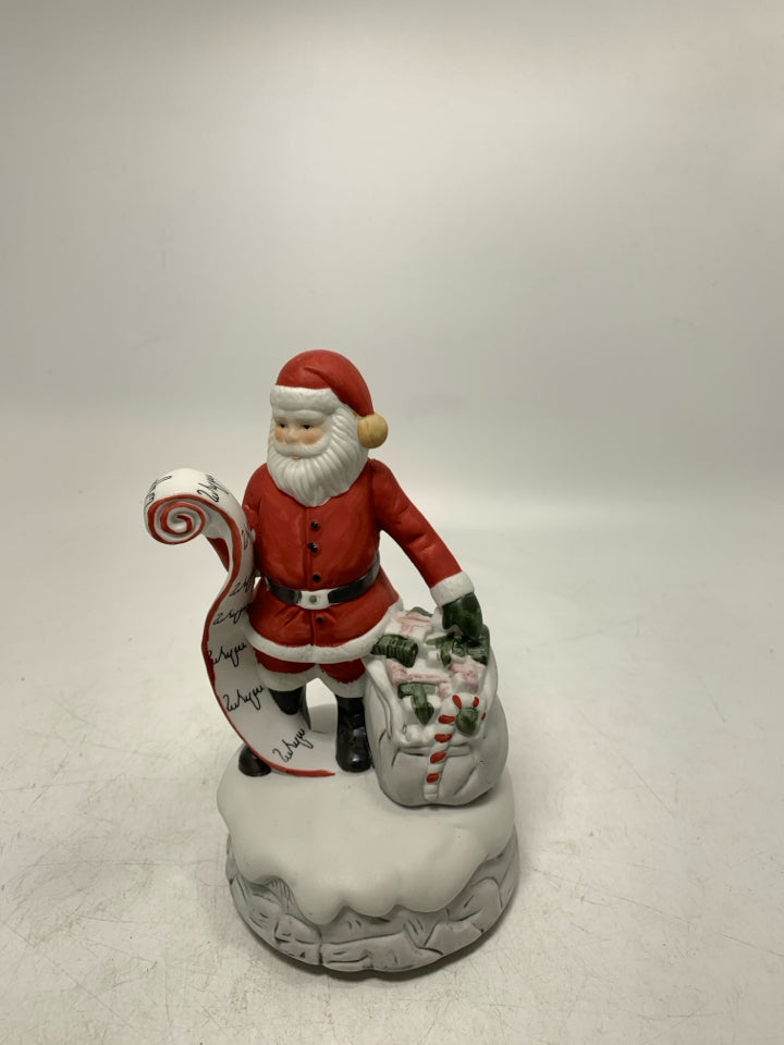 SANTA READING A LIST MUSIC BOX.