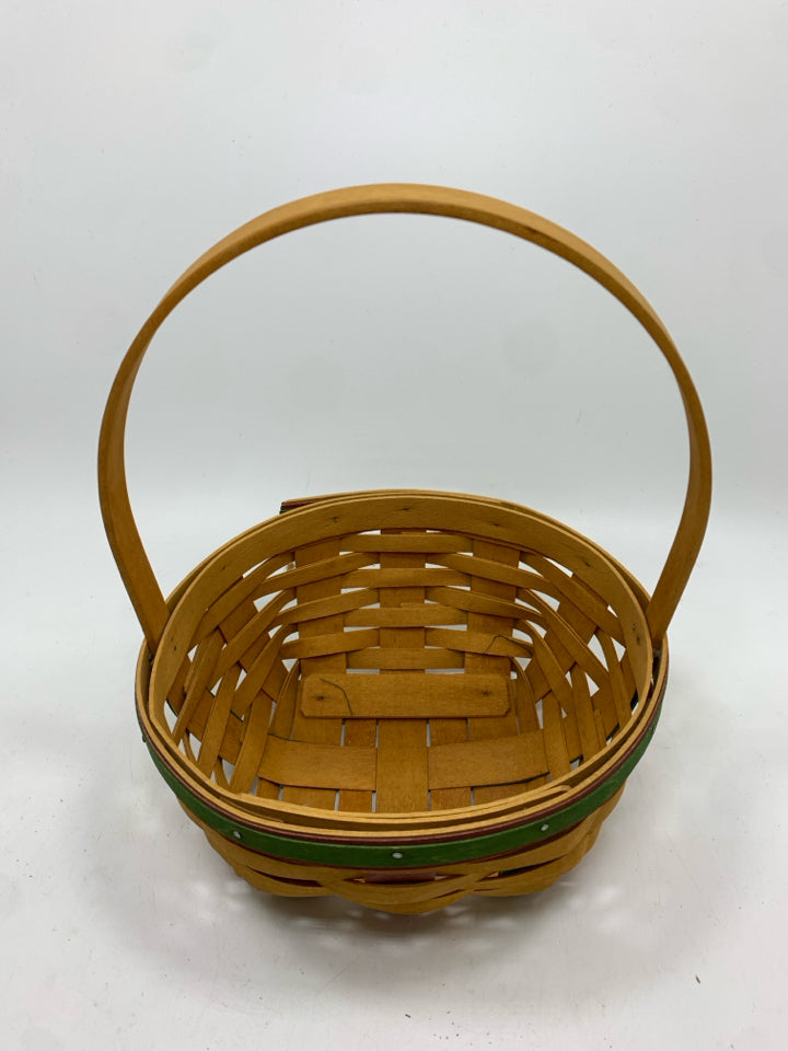 1999 GREEN & RED DETAIL BASKET W/HANDLE.
