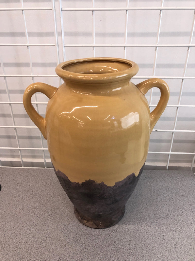 TAN GLAZE AND PURPLE VASE.