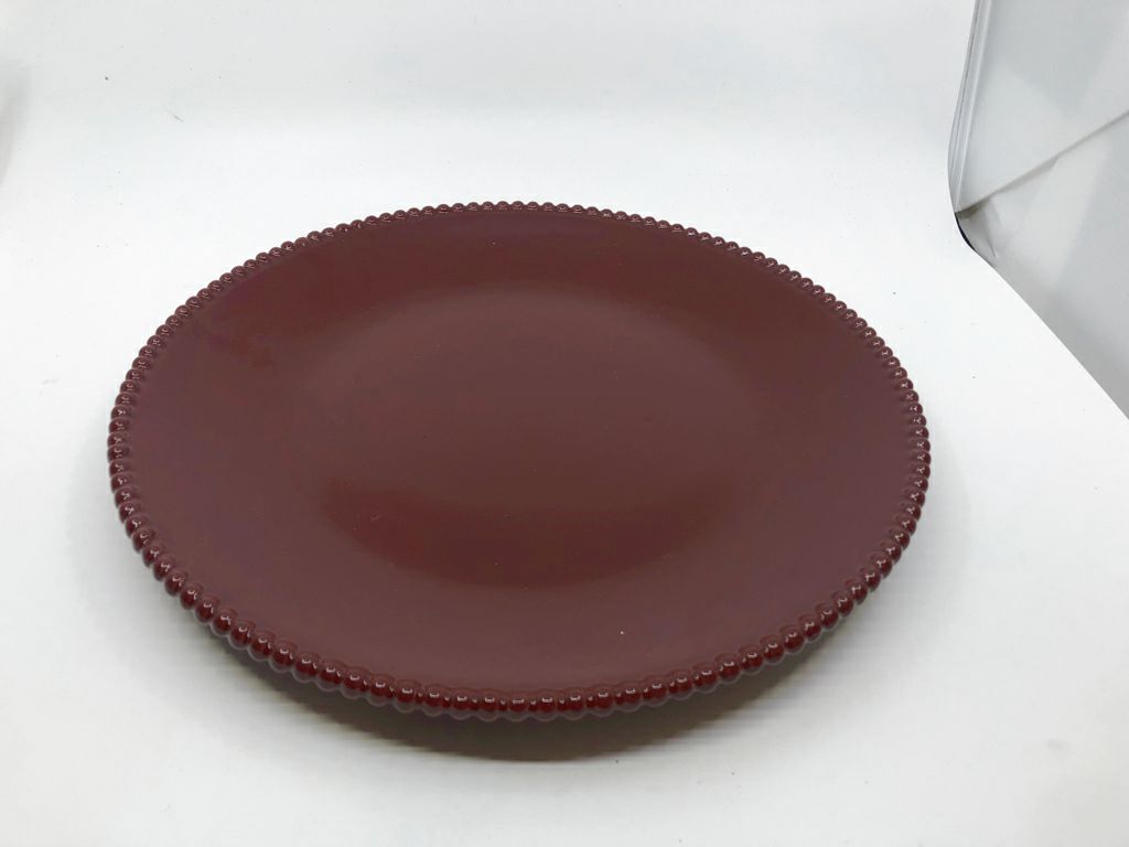 LARGE ROUND RED BEADED EDGE SERVER.