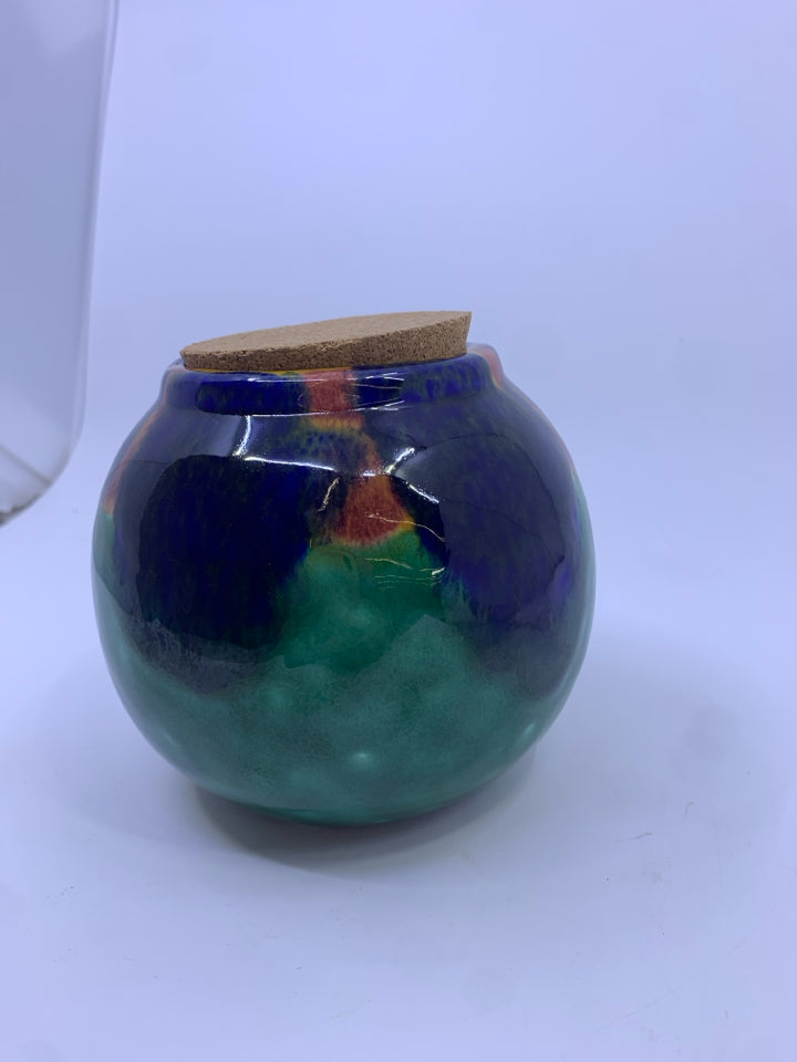 LOTTERY MONEY JAR W/CORK TOP.