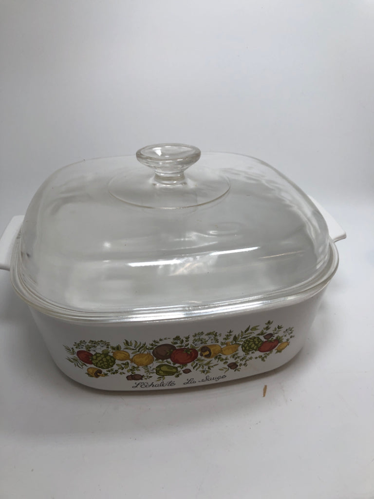 LRG VTG CASSEROLE DISH W/LID.