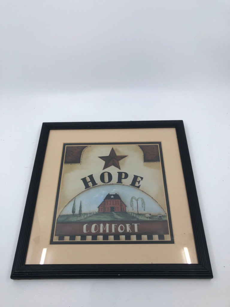 HOPE WALL HANGING IN BLACK FRAME.