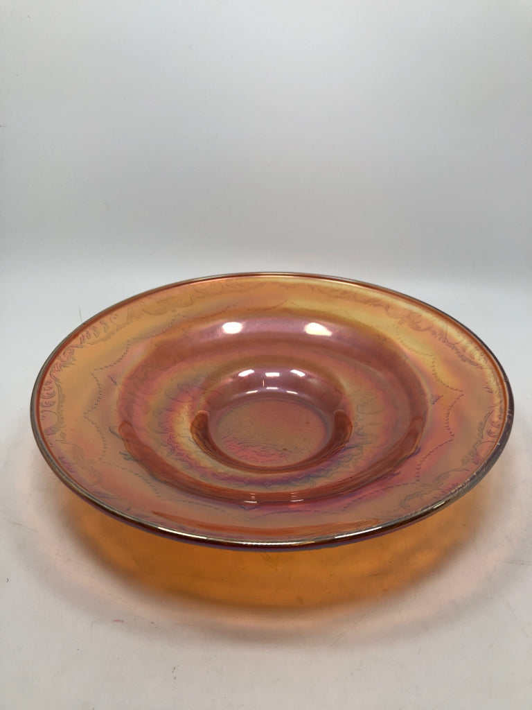 LG VTG CARNIVAL GLASS ROUND SERVING BOWL.