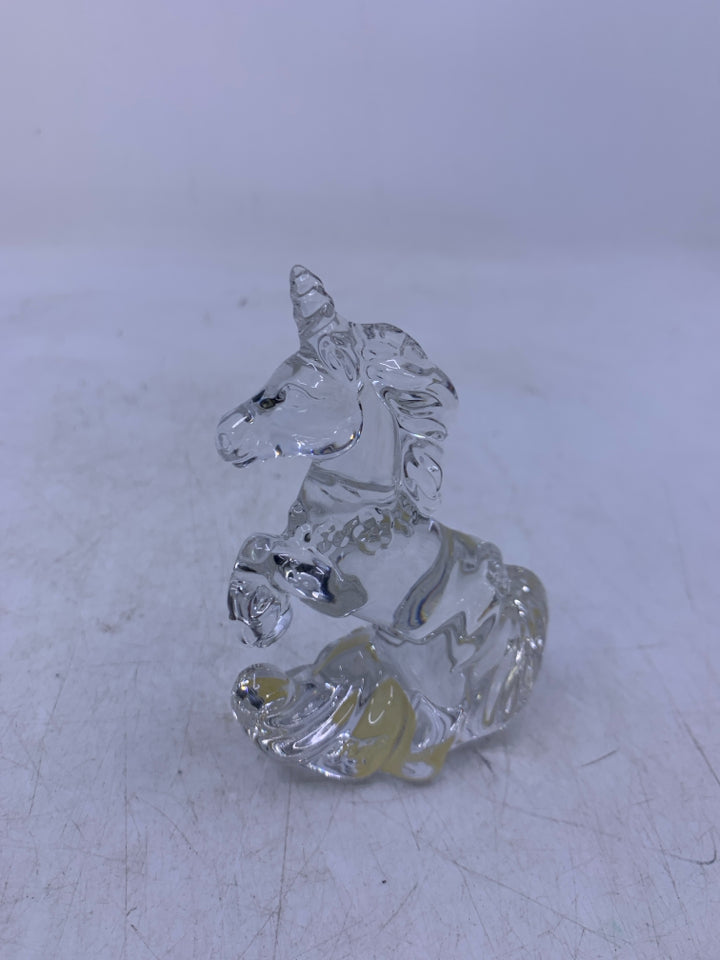 CLEAR CRYSTAL ROCKING UNICORN.