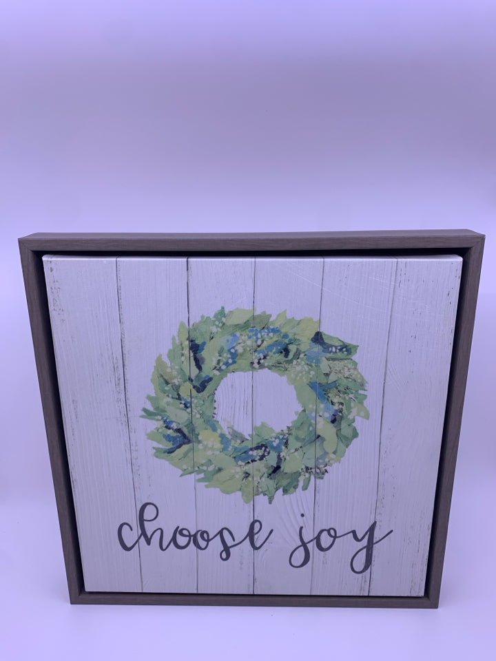 CHOOSE JOY WREATH CANVAS WALL ART.