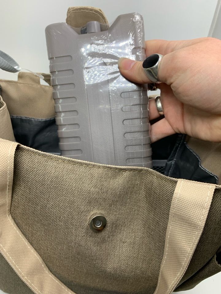 NEW 7 PC TAN INSULATED TOTE.