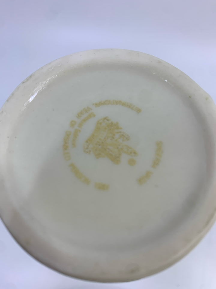 VTG YELLOW PORCELAIN VASE RAISED DESIGN-BELLEEK.