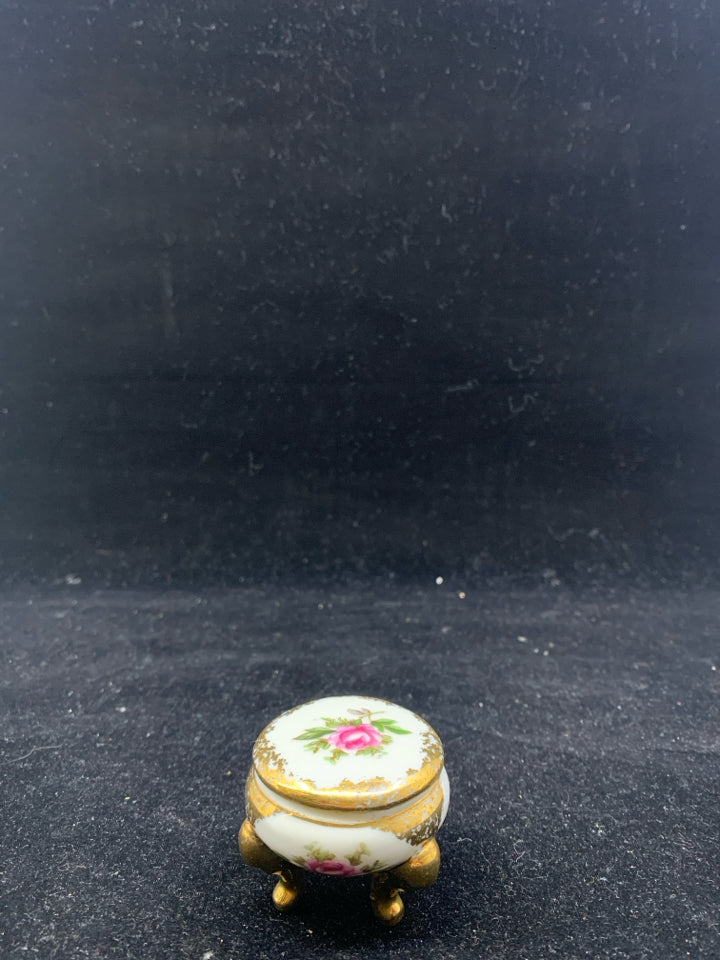 SMALL VTG ROSE TRINKET TRINKET BOX.