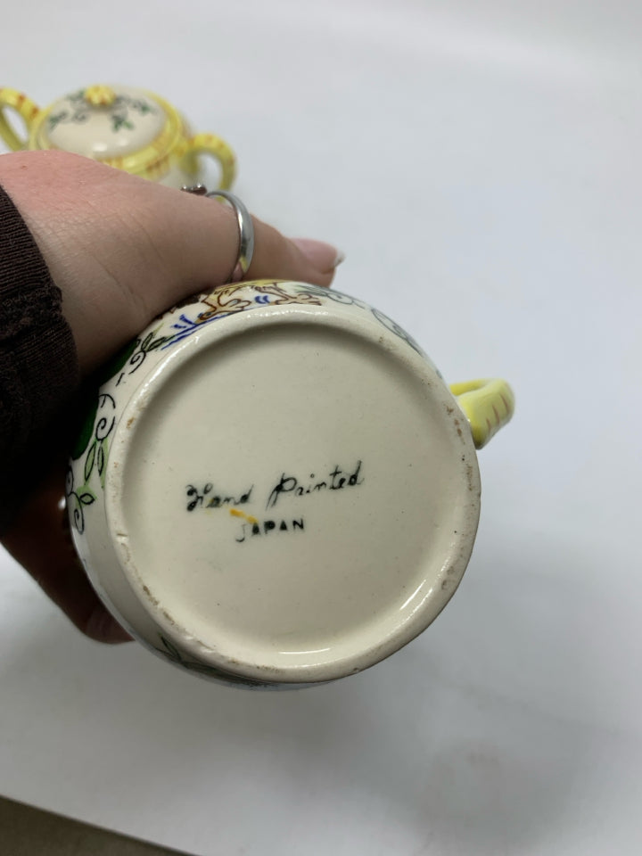 VTG ROOSTER YELLOW TRIM CREAMER & COVERED SUGAR- JAPAN.