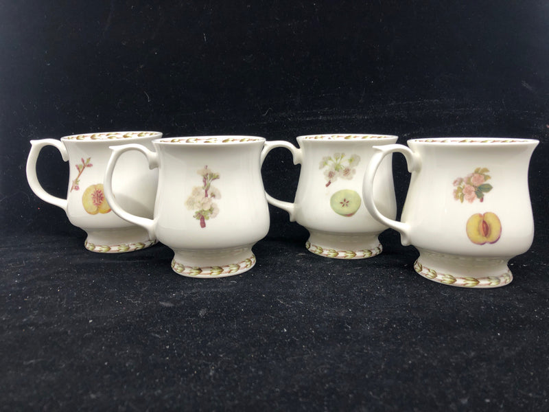 4 QUEENS CHINA HOOKERS FRUIT MUGS.