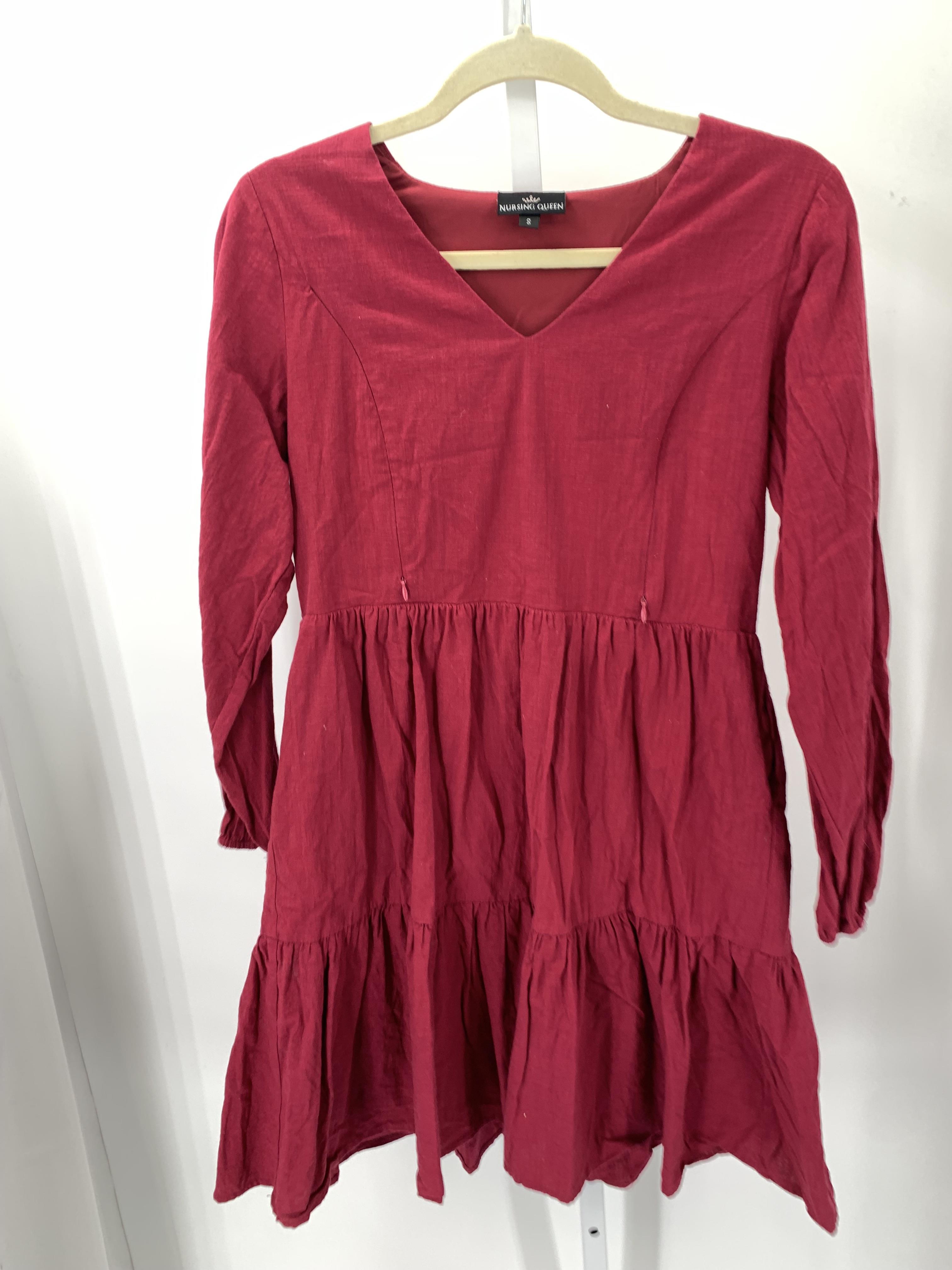 Red Size Small Maternity Long Sleeve Dress