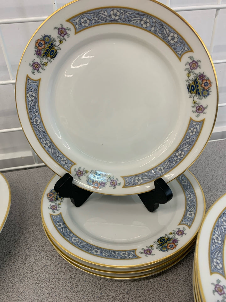 39PC BLUE BAND FLOWER BASKET CHINA SET SERVICE FOR 4.