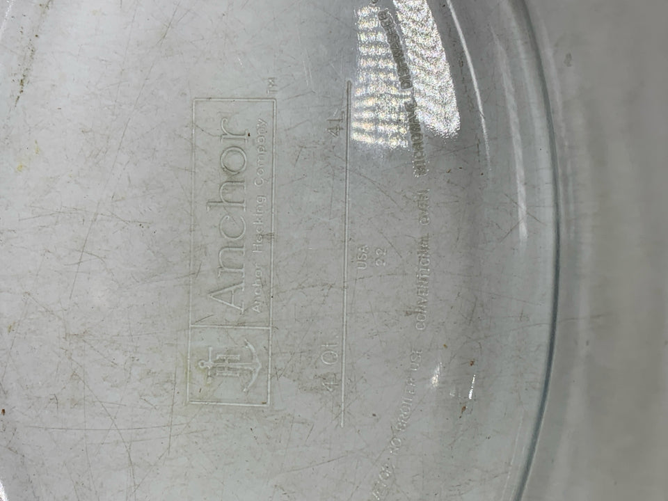 DEEP GLASS OVAL OVEN ROASTING BAKING DISH.