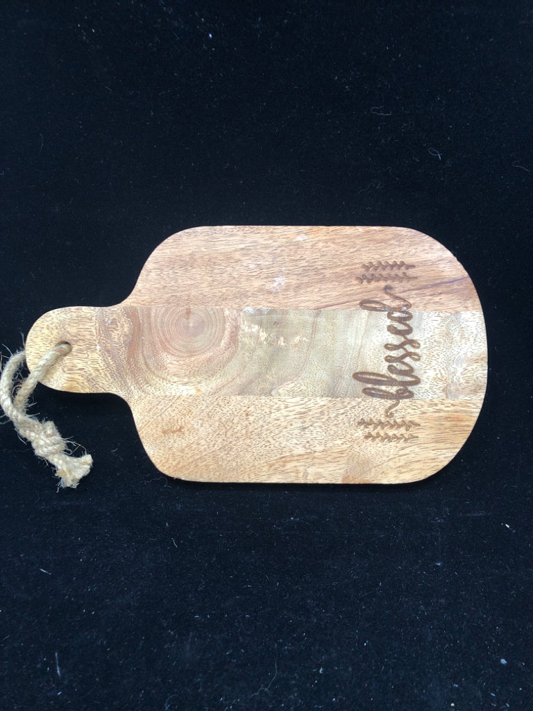 WOOD "BLESSED" CUTTING BOARD.