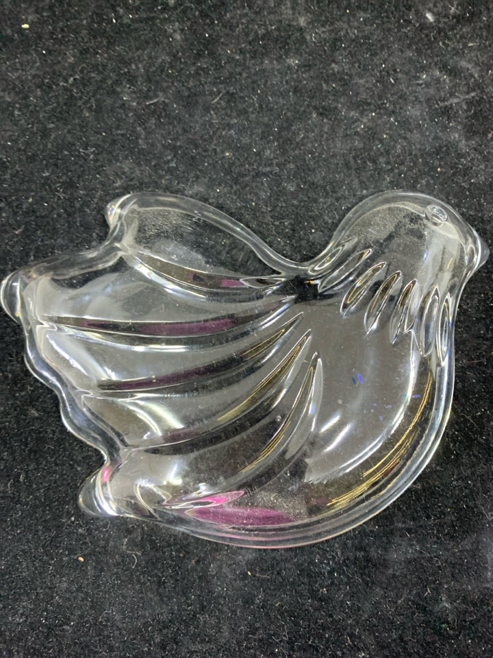 CLEAR GLASS DOVE CANDY DISH.