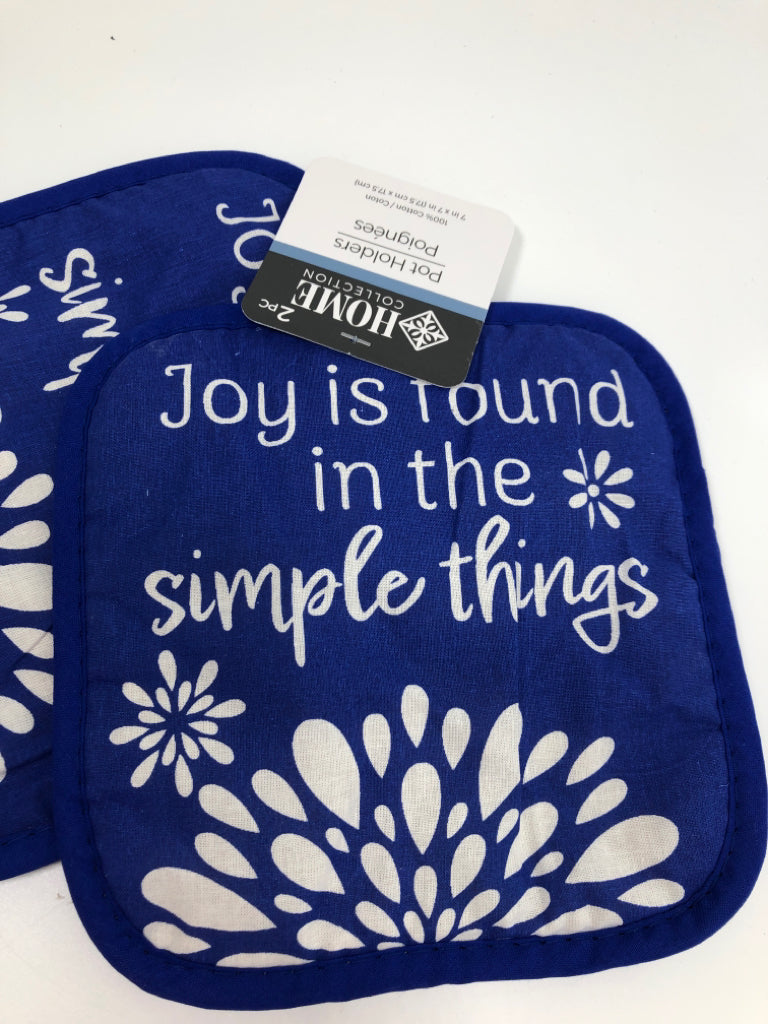NWT 2PC JOY POT HOLDERS.