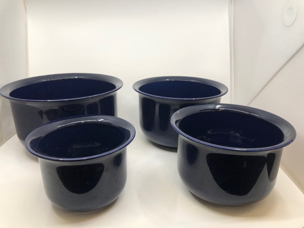 4 DARK BLUE PFALTZGRAFF NESTING BOWLS.