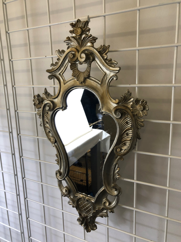 GREY SCROLL MIRROR.