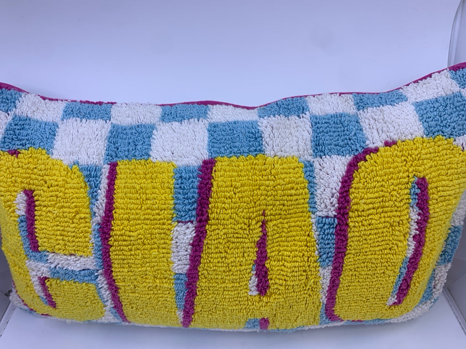 LIGHT BLUE CHECKERED RECTANGLE PILLOW CIAO.