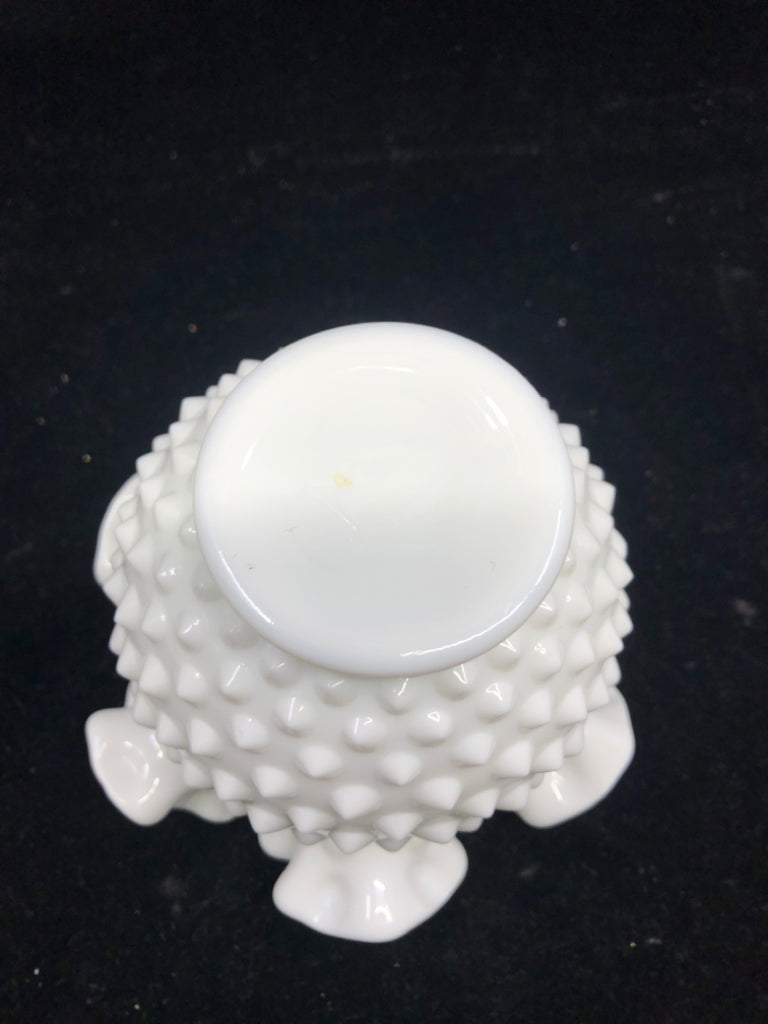 VTG ROUND RUFFLED EDGE HOBNAIL VASE.