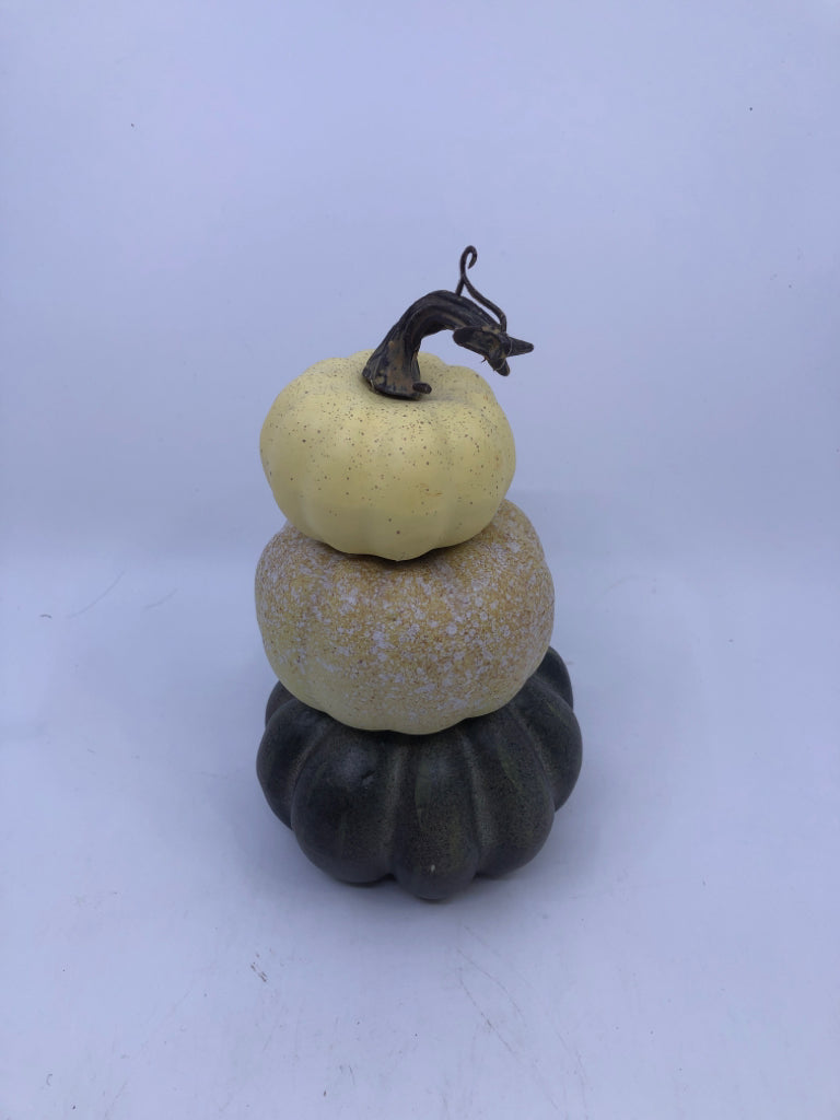 3 STACKING FAUX PUMPKINS.