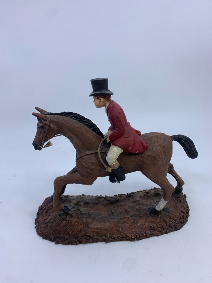 RESIN HORSE RIDER W/ TOP HAT.
