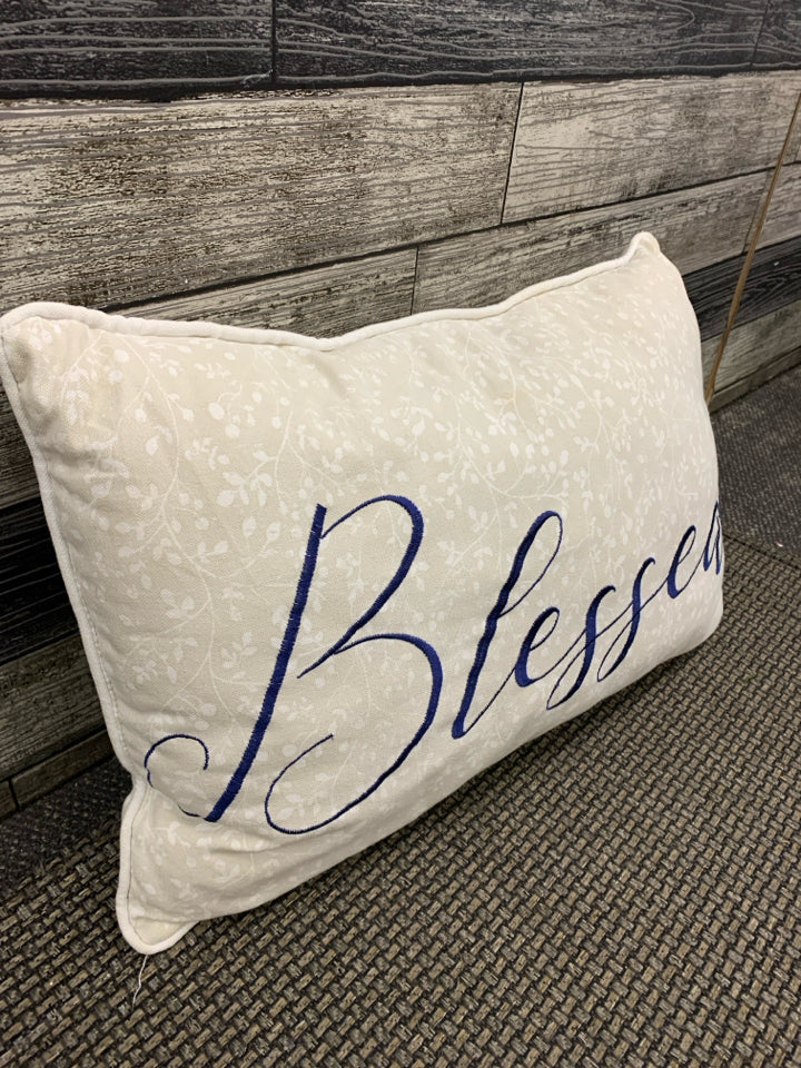 BLESSED CREAM RECTANGLE PILLOW.