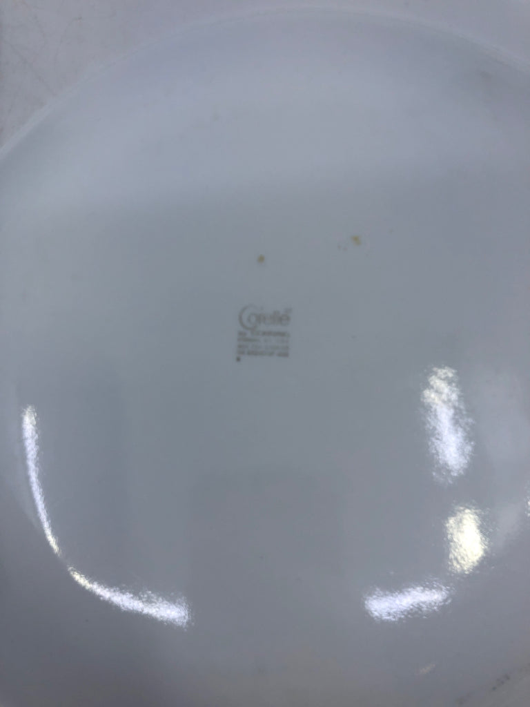 4 BROWN FLORAL PATTERN CORELLE DINNER PLATES.