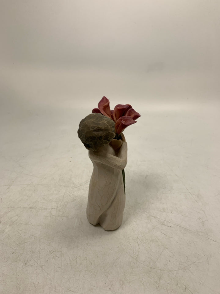 GIRL HOLDING FLOWERS "BLOOM" FIGURINE.