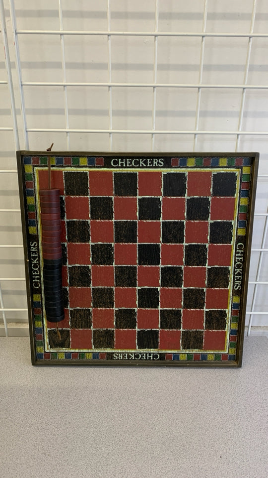 WOOD MELISSA AND DOUG CHECKER BOARD W/WOOD PIECES.