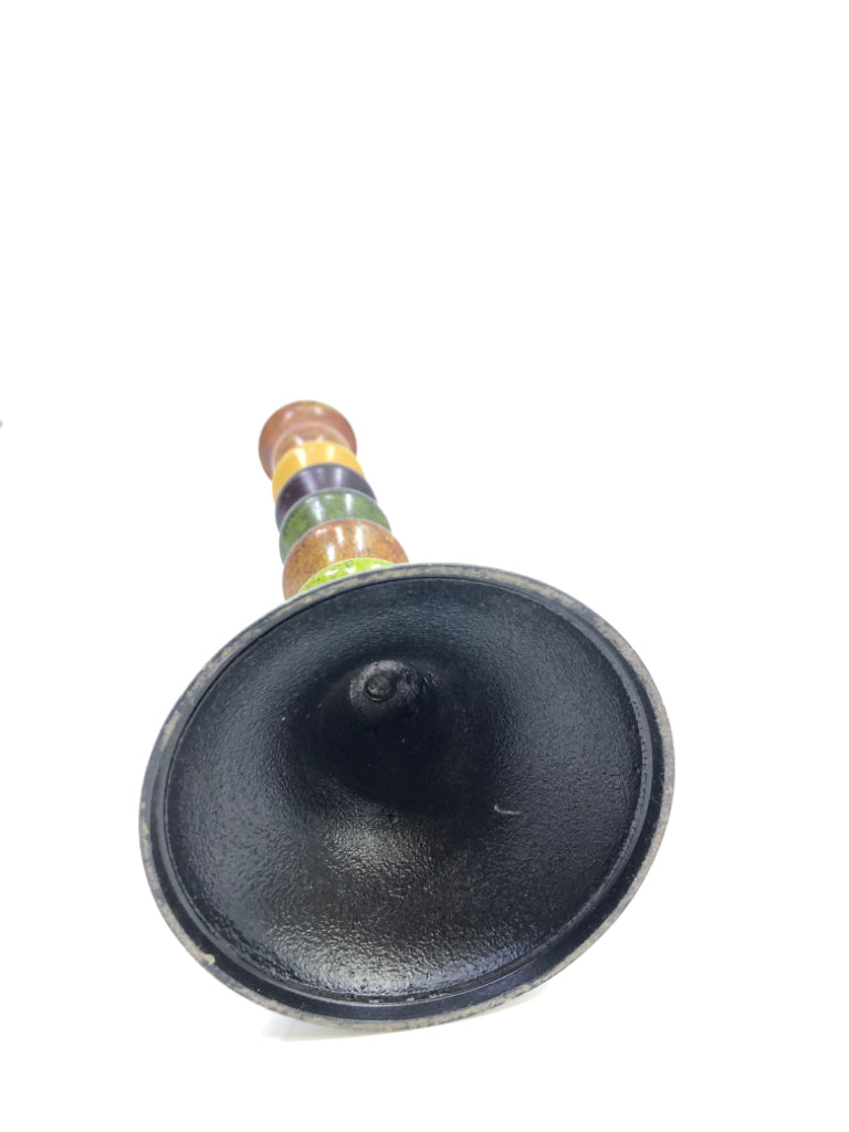 MULTI COLORED DISTRESSED CANDLE HOLDER.