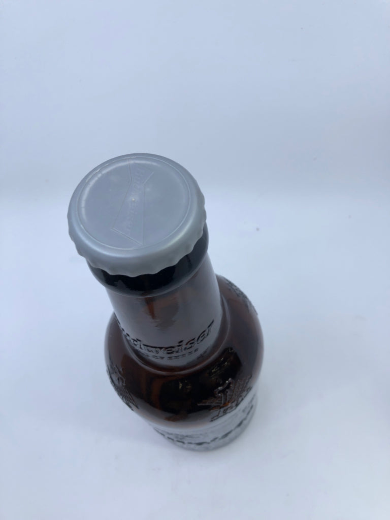 LARGE GLASS BUDWISER BEER BOTTLE BANK.
