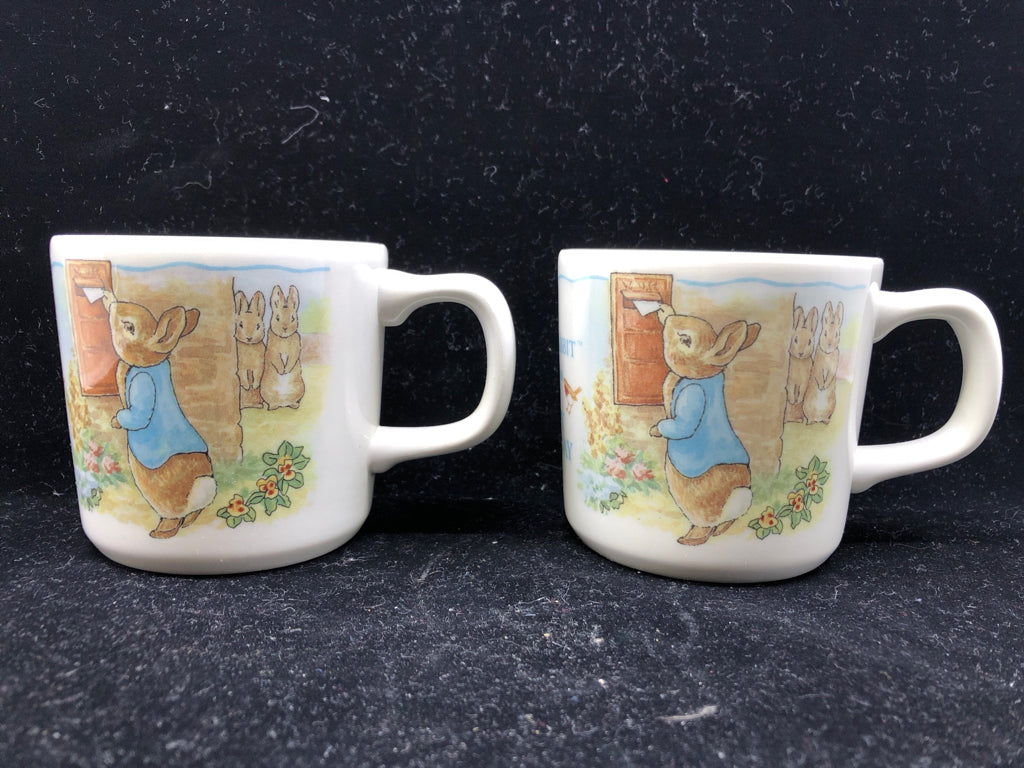 2 PETER RABBIT HAPPY BIRTHDAY MUGS -WEDGWOOD.