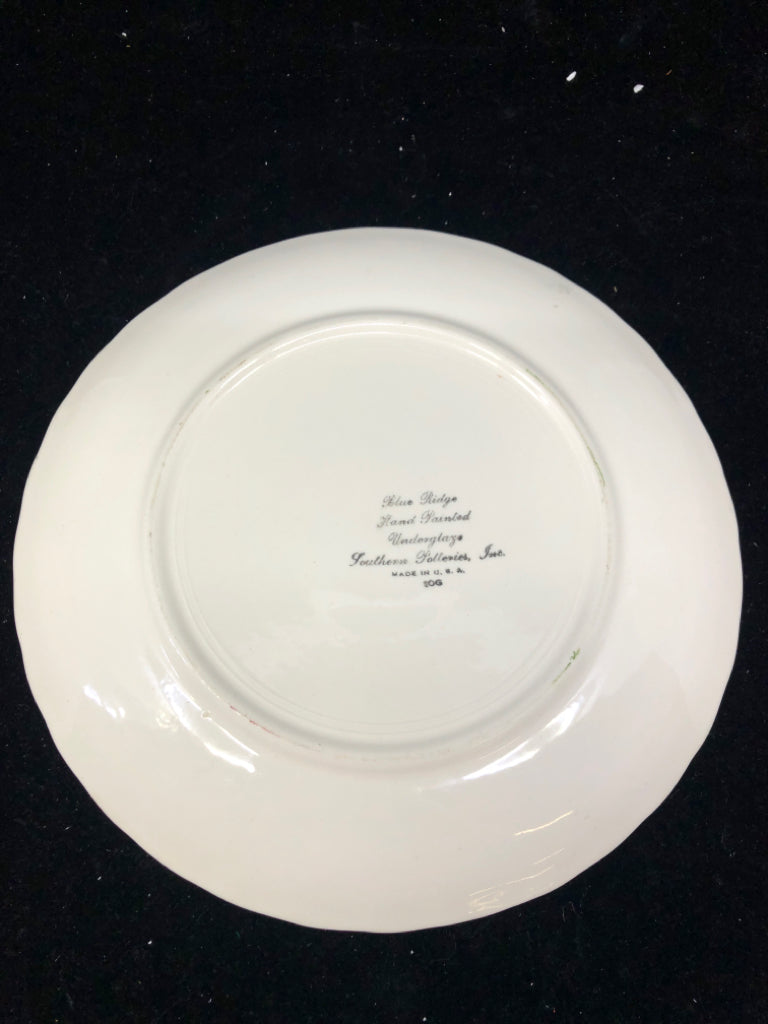 VTG CREAM FLORAL W GREEN ACCENT SERVER.