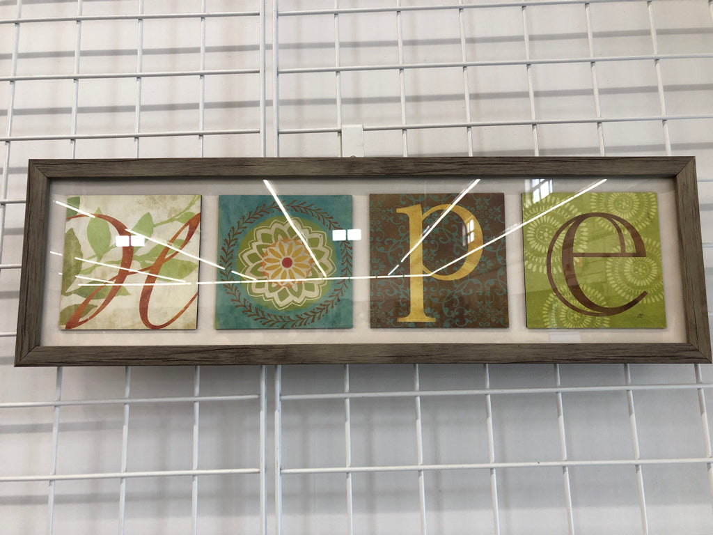 "HOPE" TILE FRAMED WALL-HANGING.
