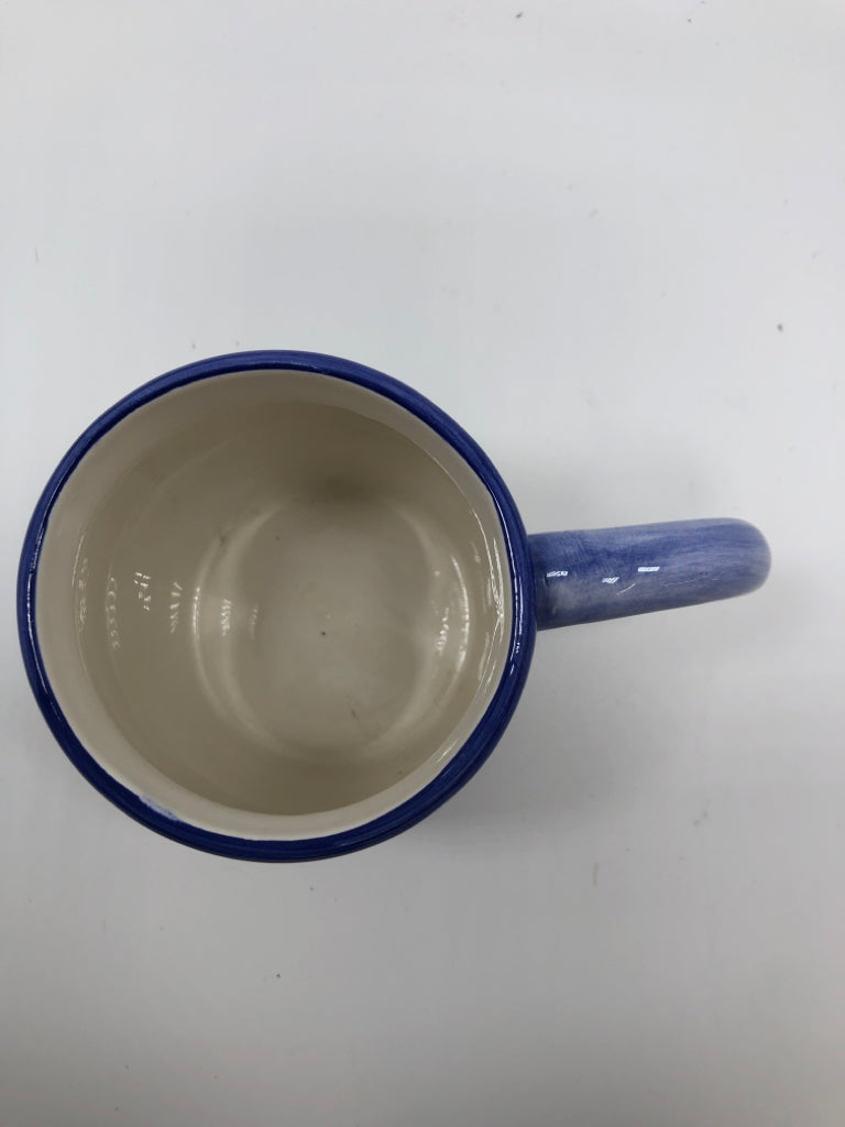 BLUE FLOWER PAINTED MUG.