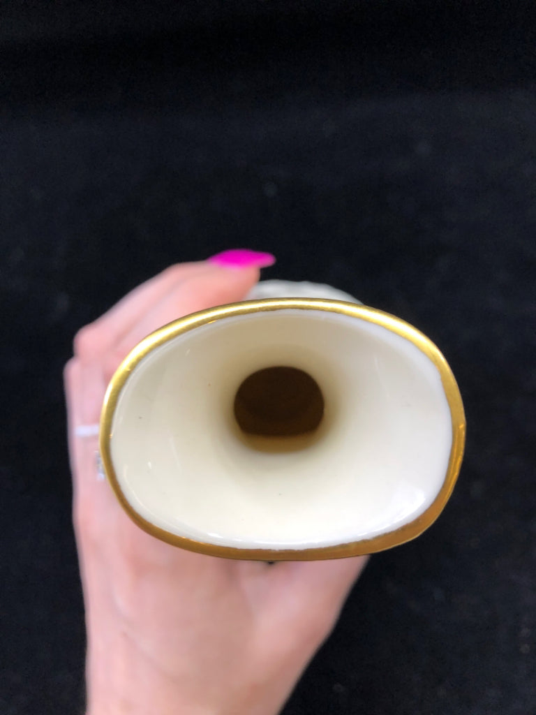 LENOX VASE W/EMBOSSED FLOWERS.