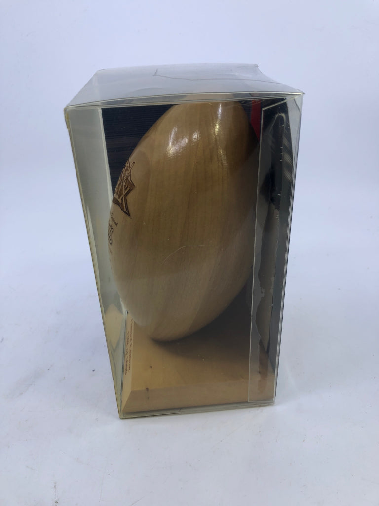 2005 PATRIOTS CHAMPIONS LASER ETCHED WOOD FOOTBALL.
