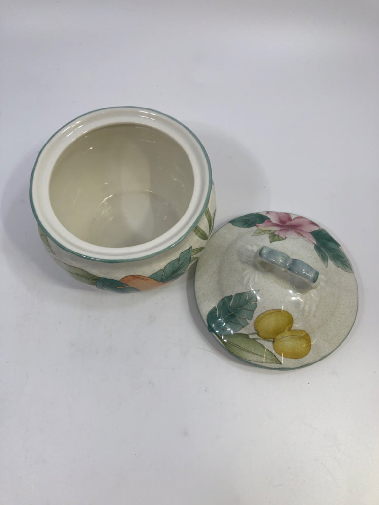 FRUITAGE PRINT MIKASA SUGAR DISH W/LID.