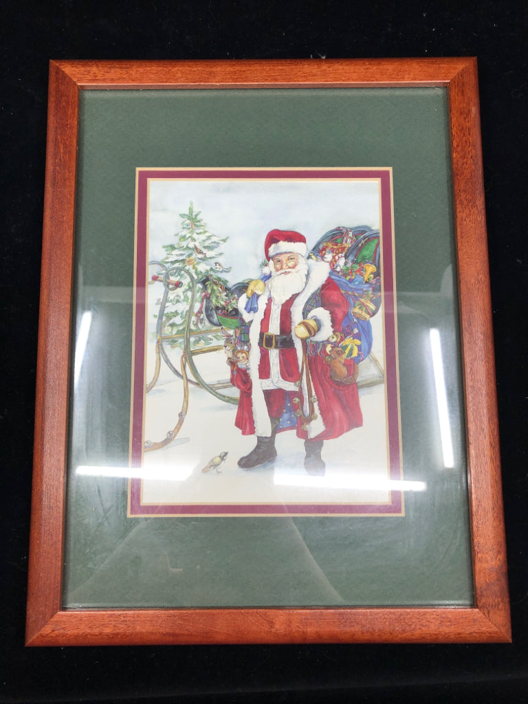 SANTA WALL HANGING IN WOOD FRAME.