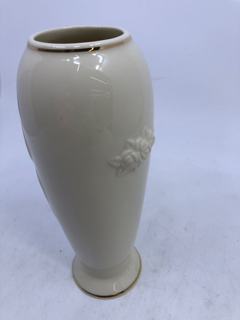 FOOTED VASE W/ EMBOSSED ROSE.
