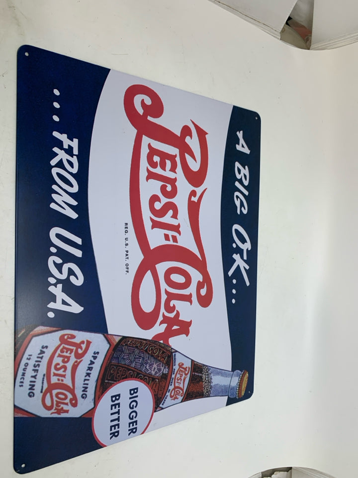 METAL PEPSI COLA SIGN.