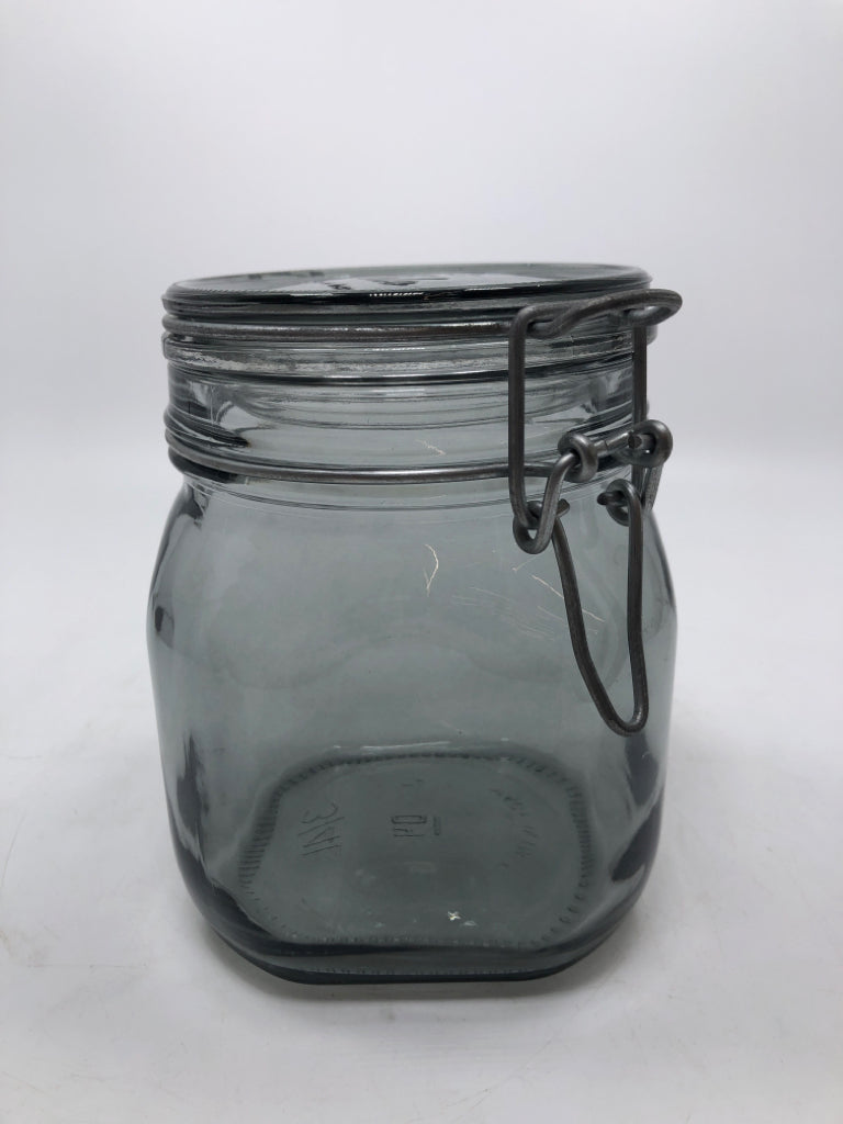 GRAY FIDO GLASS CANISTER.