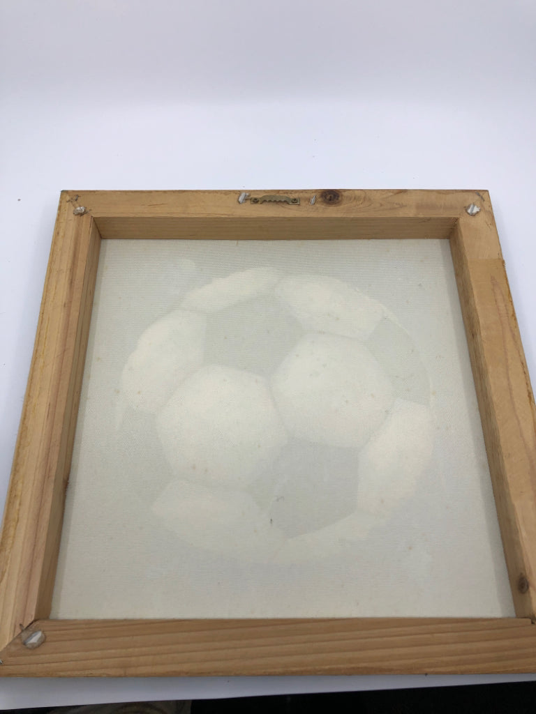 BLUE SOCCER BALL CANVAS WALL ART.