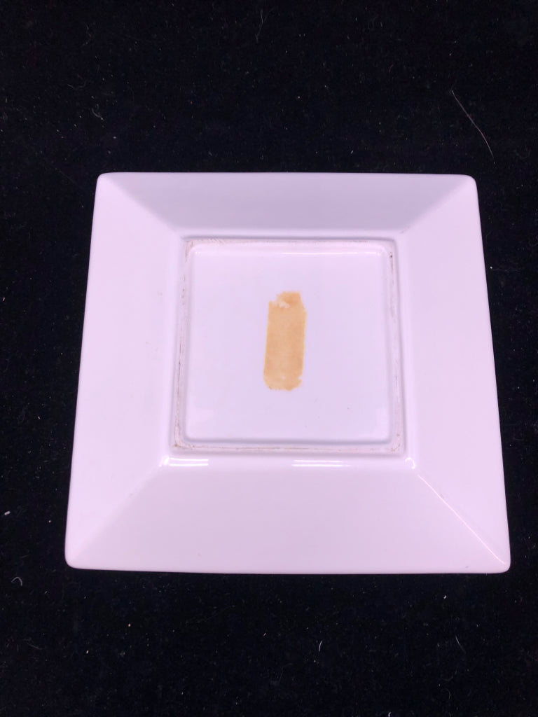 PURPLE FLOWER PAINTED SQUARE SERVING PLATE.