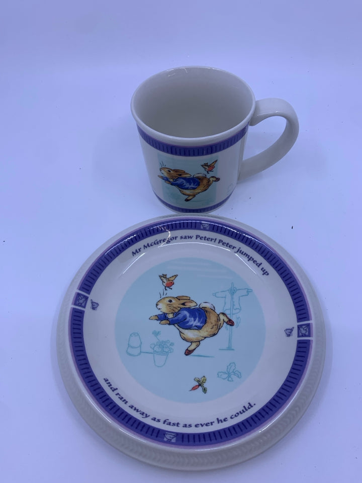 2pc PETER RABBIT CUP/PLATE.