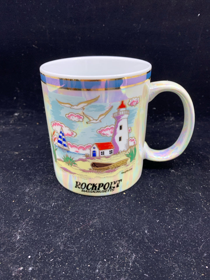 IRIDESCENT ROCKPORT MA MUG.