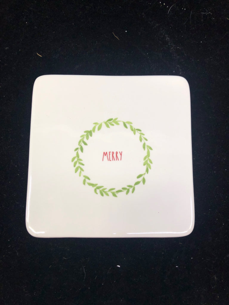 RAE DUNN MERRY CERAMIC TRIVET.